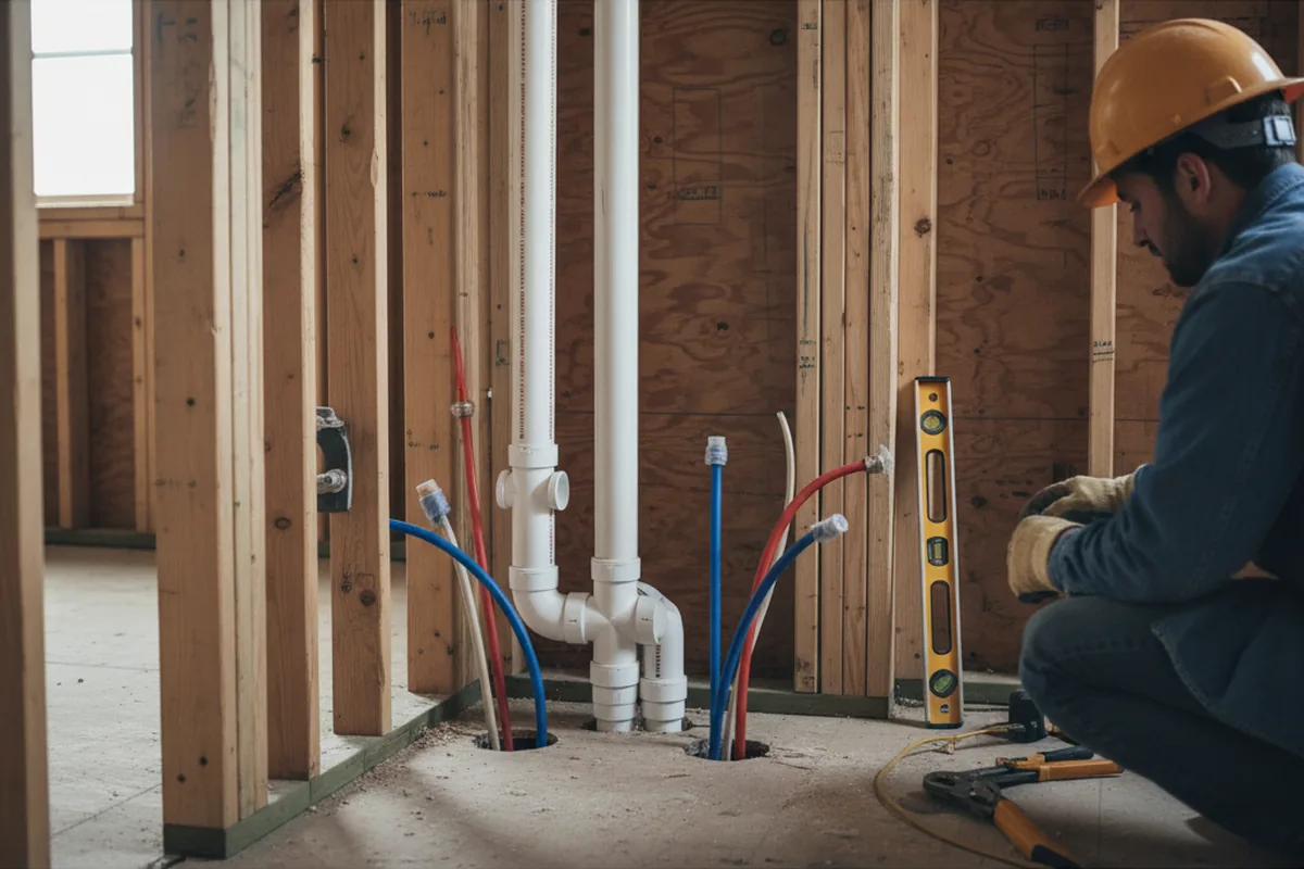 Drain and supply rough-in during Leak Detection in Aumsville