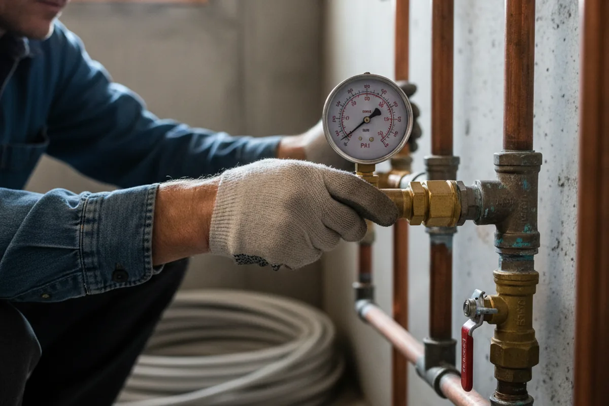Pressure testing a repaired line during Water Line Repair in Aumsville